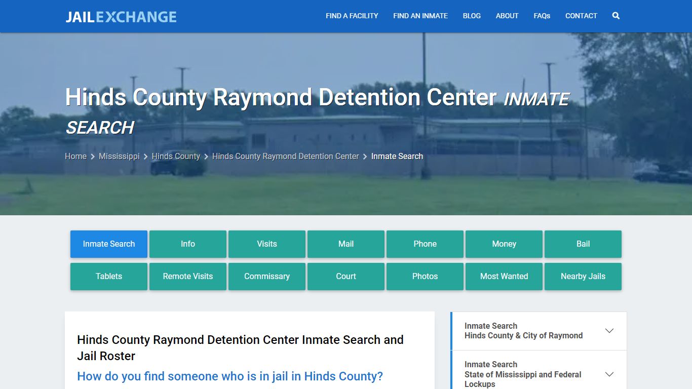 Hinds County Raymond Detention Center Inmate Search