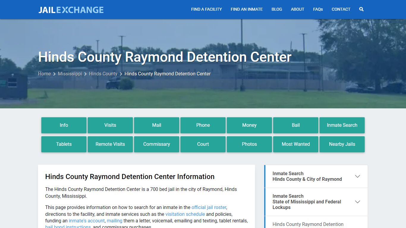 Hinds County Raymond Detention Center, MS Inmate Search, Information